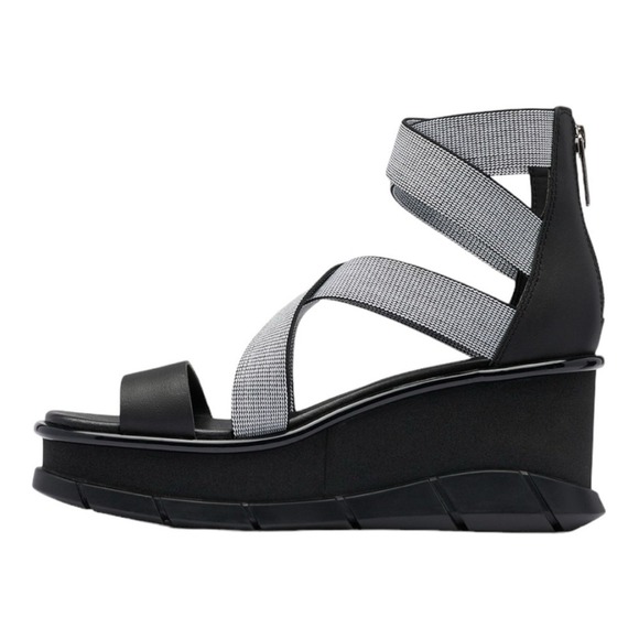 Sorel Women's Wedge Sandals Black Strappy Cross Ankle Zip Platform Shoes Size 8M - Picture 7 of 16